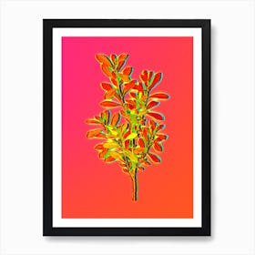 Neon Bog Myrtle Botanical in Hot Pink and Electric Blue n.0092 Art Print
