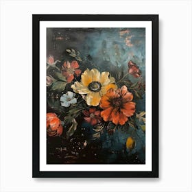 Vintage Floral and Botanicals Dark and Moody Art Print