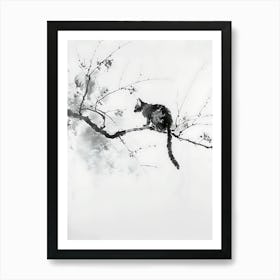 Cat On A Tree Branch Art Print