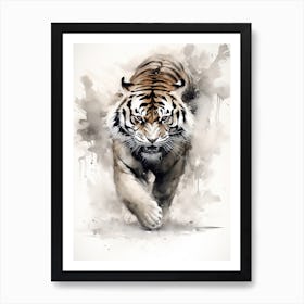 Tiger Art In Ink Wash Painting Style 4 Art Print