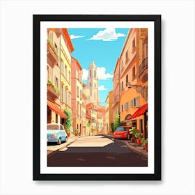 Nice, France, Flat Illustration 3 Art Print