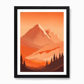 Misty Mountains Vertical Composition In Orange Tone 128 Art Print