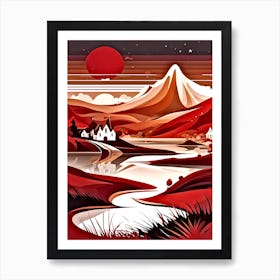 Red Sunset In Scotland Art Print