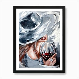 Woman With A Glass Art Print