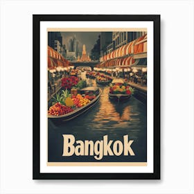 Aihrgdesign A Classic 1960s Travel Poster For Bangkok 2 Art Print