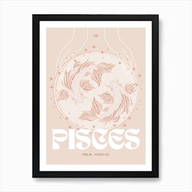 Beige Zodiac Pisces Art Print