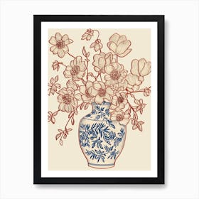 Floral Still Life Sketch Line Art 14 Art Print