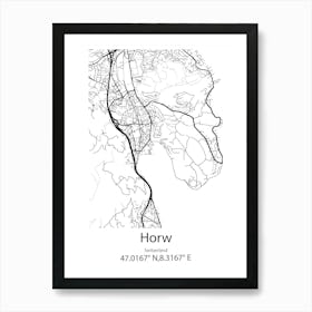 Horw,Switzerland Minimalist Map Art Print