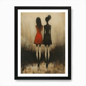 Two Girls In Red Dresses 1 Art Print