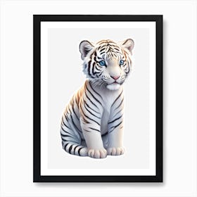 White Tiger Cub Art Print