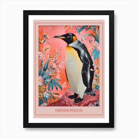 Floral Animal Painting Emperor Penguin 1 Poster Art Print