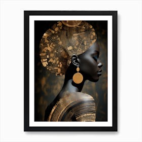 African Woman With Gold Earrings Art Print