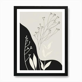 Black And White Abstract Plants Art Print