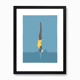 Woman diving into the ocean Affiche