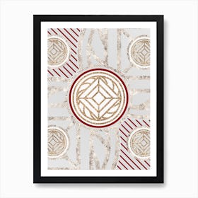 Geometric Abstract Glyph in Festive Gold Silver and Red n.0050 Art Print