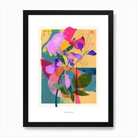 Sweet Pea 1 Neon Flower Collage Poster Art Print