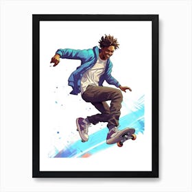 Skateboarding In Cape Town, South Africa Gradient Illustration 2 Art Print