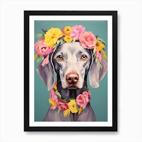 Weimaraner Portrait With A Flower Crown, Matisse Painting Style 4 Art Print