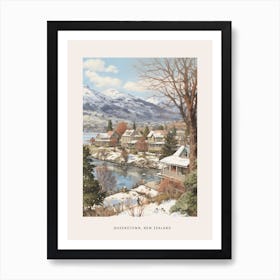 Vintage Winter Poster Queenstown New Zealand 1 Art Print