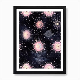 Boho Pink Shades Celestial Art 2 Art Print