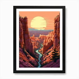 Canyon Landscape Pixel Art 2 Art Print