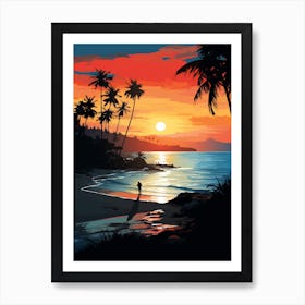 Long Beach Koh Lanta Thailand At Sunset, Vibrant Painting 2 Art Print