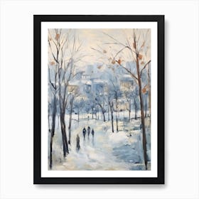 Winter City Park Painting Parc De La Tete D Or Lyon France 4 Art Print