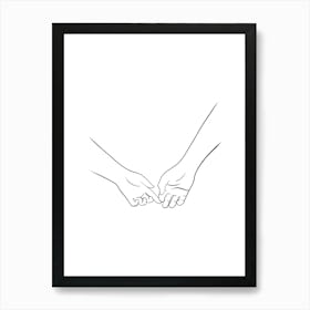 Two Hands Holding Each Other Vector Illustration Art Print