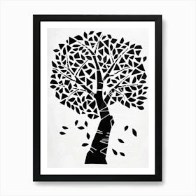 Walnut Tree Simple Geometric Nature Stencil 1 Affiche