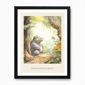 Beatrix Potter Inspired  Animal Watercolour Hippopotamus 1 Art Print