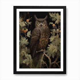 Dark And Moody Botanical Owl 4 Art Print