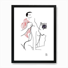 Threesome With A Redhead erotic art Art Print