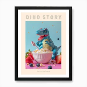 Toy Dinosaur With A Smoothie & Fruits 1 Poster Art Print