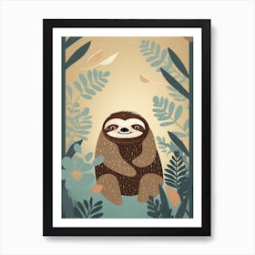 Cute Baby Sloth Scandinavian Style Illustration 7 Art Print