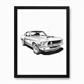 Ford Mustang Line Drawing 12 Art Print