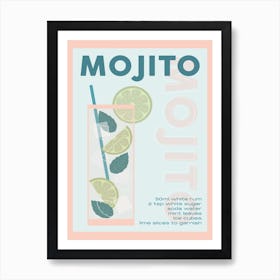 Blue And Peach Mojito Cocktail Art Print