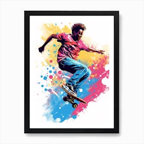 Skateboarding In Rio De Janeiro, Brazil Gradient Illustration 1 Art Print