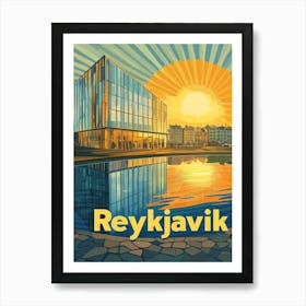 Aihrgdesign A Mid Century Modern Travel Poster For Reykjavik 6 Art Print