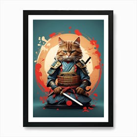 Samurai Cat 3 Art Print