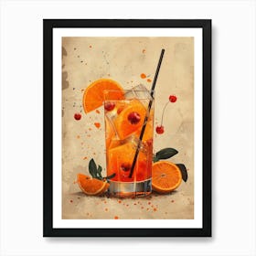 Cocktail With Oranges And Cherries Art Print