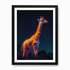 Giraffe At Night 1 Art Print