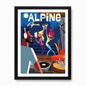Alpine Apres Poster Navy Art Print