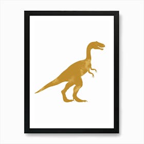 Mustard Dinosaur Silhouette 3 Art Print