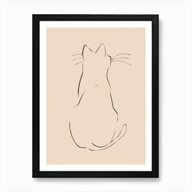 Cat Drawing - Boho, Line Art Art Print