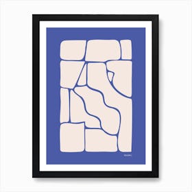 Solid Fluid Blue And Off White Abstract Minimalist Art Print