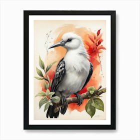 Default Postcard Drawn With A Brush And Thai White Headed Bird 2 Art Print