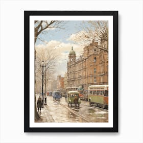 Vintage Winter Illustration Liverpool United Kingdom Art Print