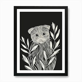 Scottish Fold Cat Minimalist Illustration 1 Art Print