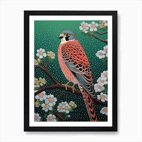 Ohara Koson Inspired Bird Painting American Kestrel 2 Art Print