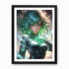 Anime Girl With Green Hair 1 Art Print